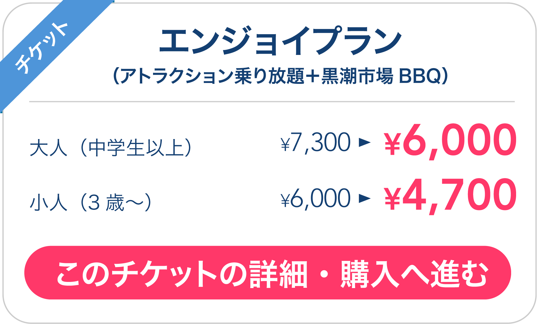 エンジョイプラン（アトラクション乗り放題＋黒潮市場BBQ）